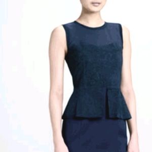 Elie tahari blue aviva cutwork dress